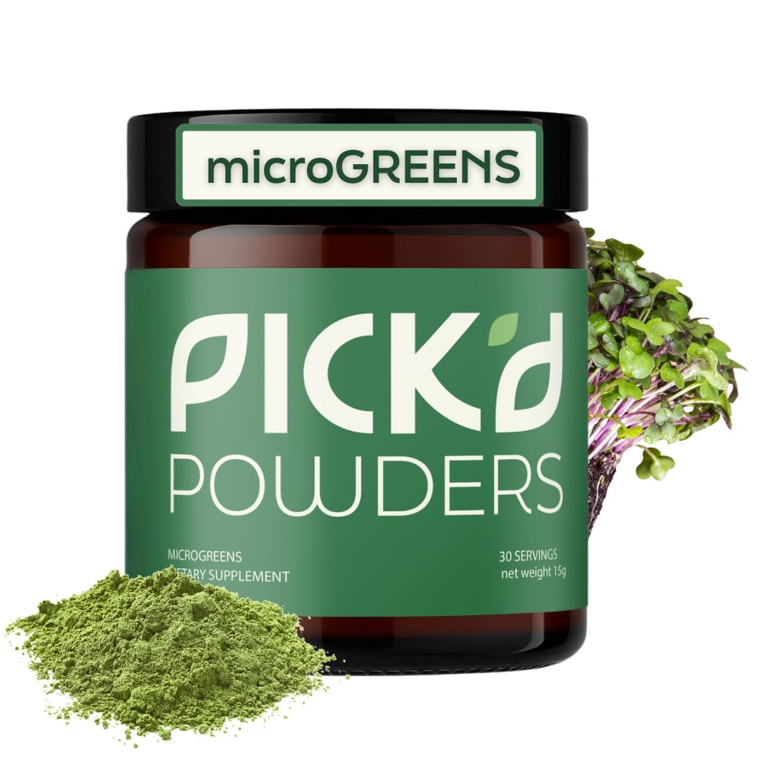 PICK'D POWDERS Microgreens Powder – Daily Greens Powder Support for Energy, Digestion, and Immune Wellness | Organic Microgreens Blend 0.53 oz