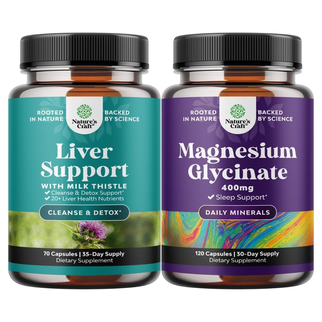 Nature's Craft Liver Cleanse Detox & Repair with Silymarin, Beetroot & Artichoke, Magnesium Glycinate Capsules 400 mg, 190 Capsules