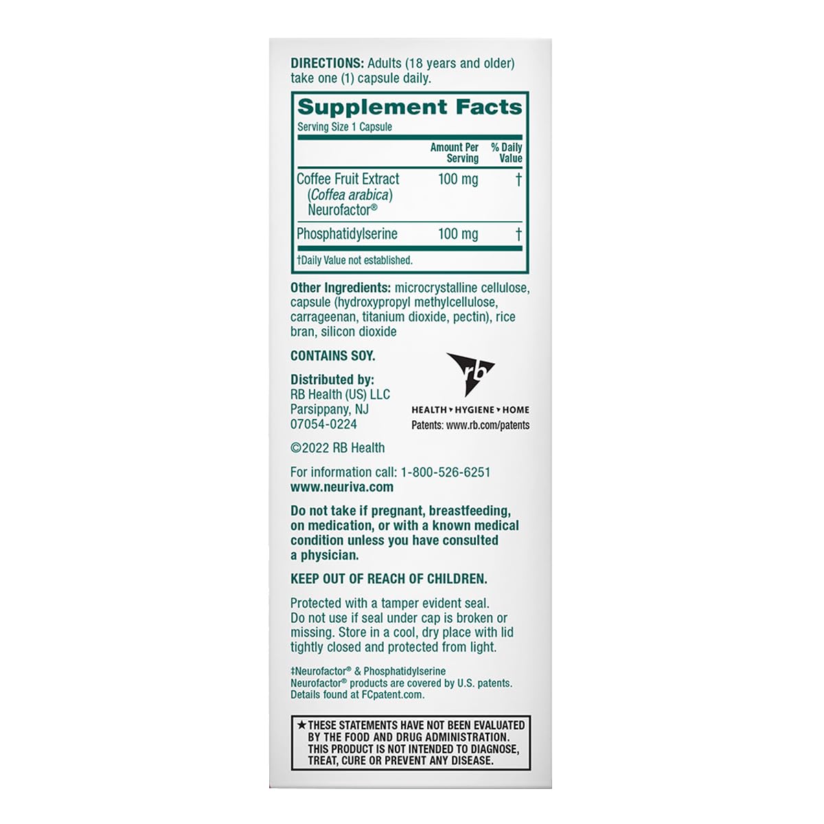 NEURIVA Original Brain Supplement for Memory, Focus & Concentration + Learning & Accuracy with Clinically Tested Nootropics Phosphatidylserine and Neurofactor, Caffeine Free Capsules 180 Count