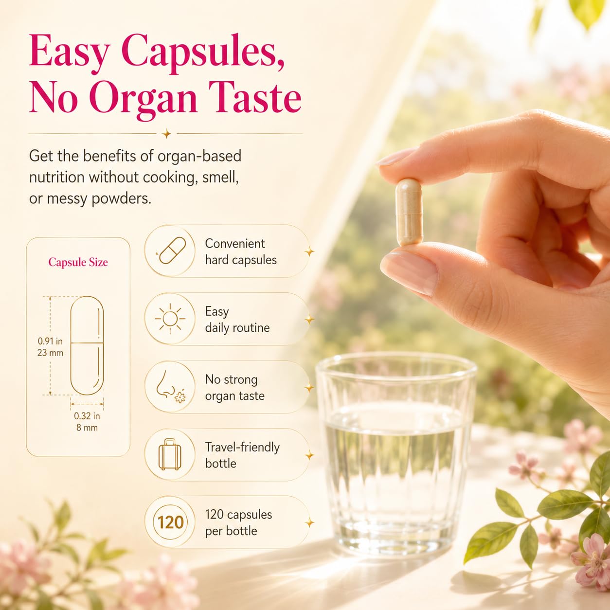 Wellgiuueo Beef Organ Supplement for Women Capsules 120 Count