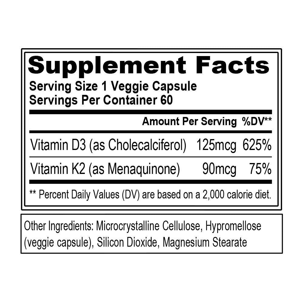Evlution Vitamin D3 K2 Capsules, 60 Count