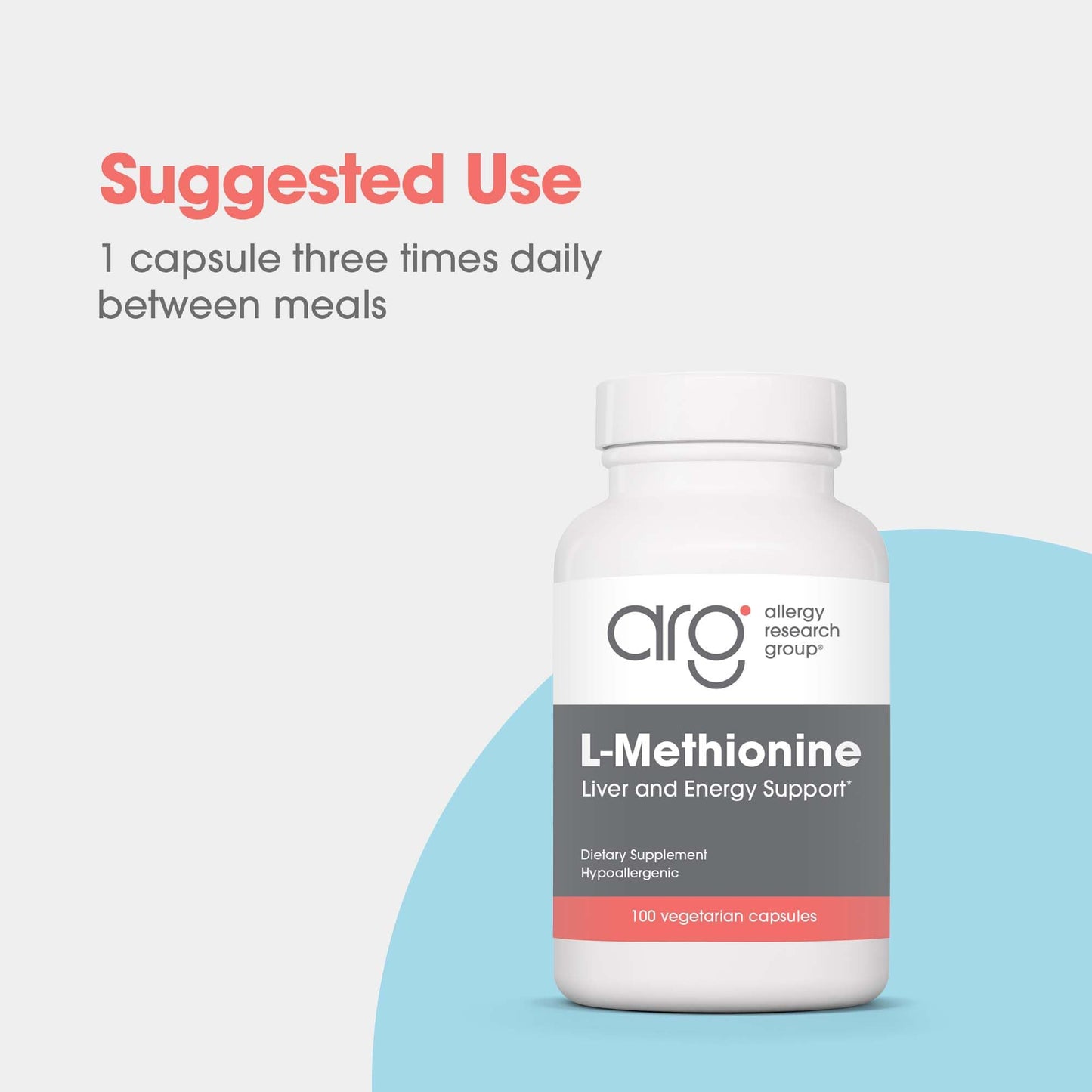 Allergy Research Group L-Methionine - Essential Amino Acid Supplement - Liver Function & Energy Production Support - Free Form Amino Acid - Hypoallergenic - 100 Capsules