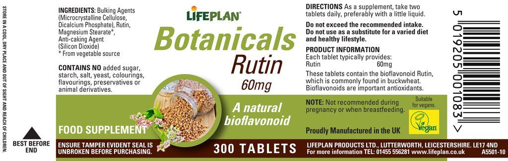 LIFEPLAN Rutin 60mg 2 x 300 Tablets