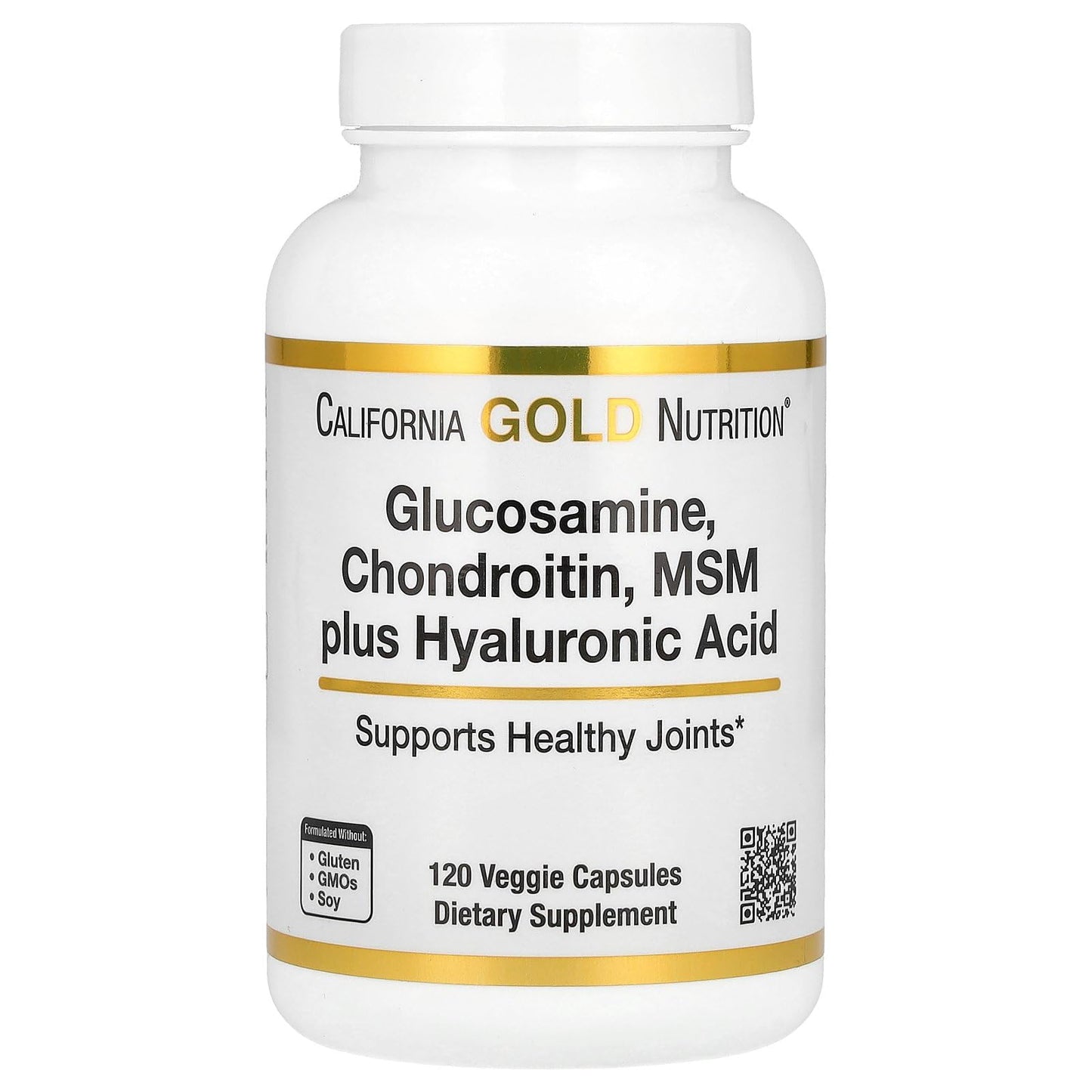 California Gold Nutrition Glucosamine, Chondroitin, MSM Plus Hyaluronic Acid Capsules, 120 Count