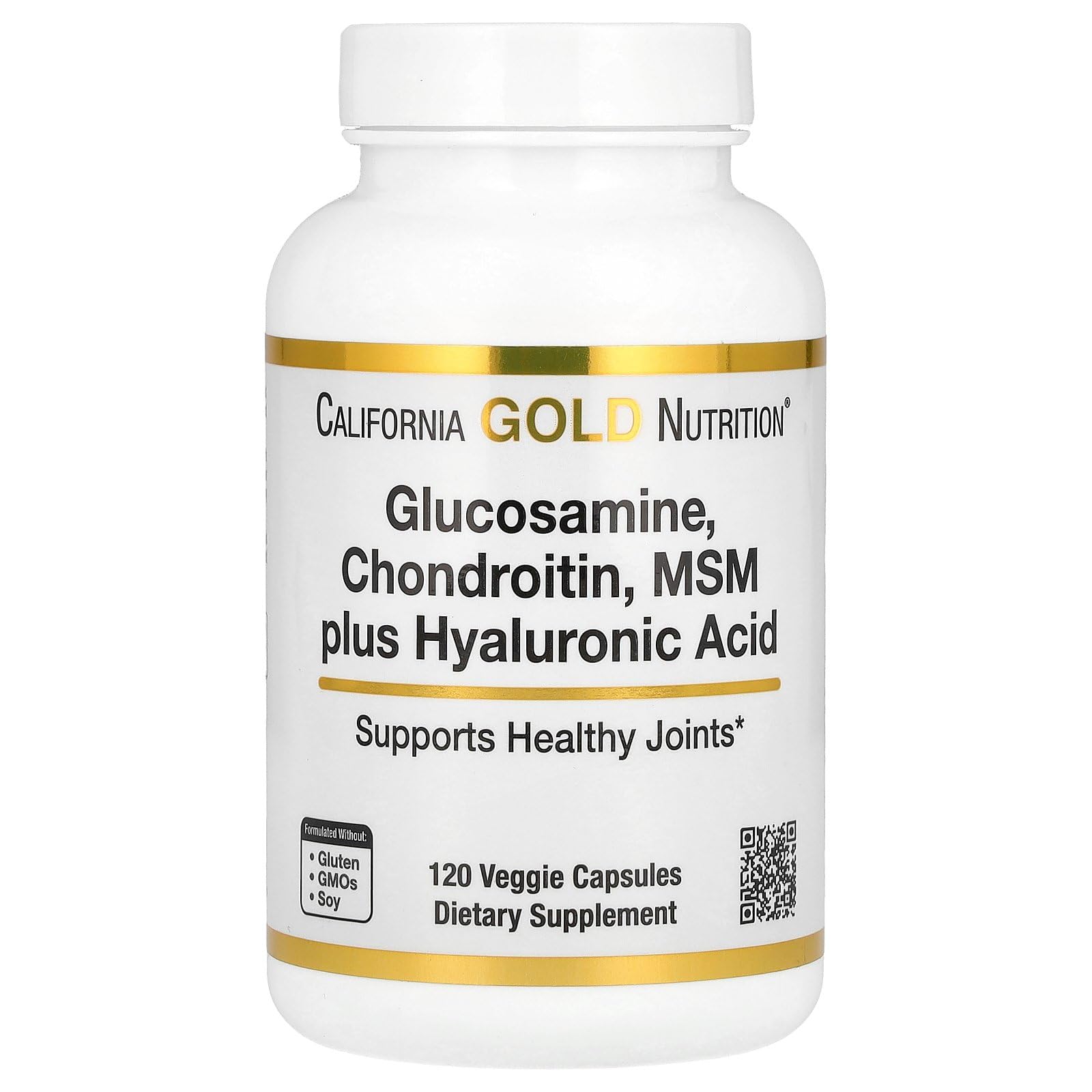 California Gold Nutrition Glucosamine, Chondroitin, MSM Plus Hyaluronic Acid Capsules, 120 Count
