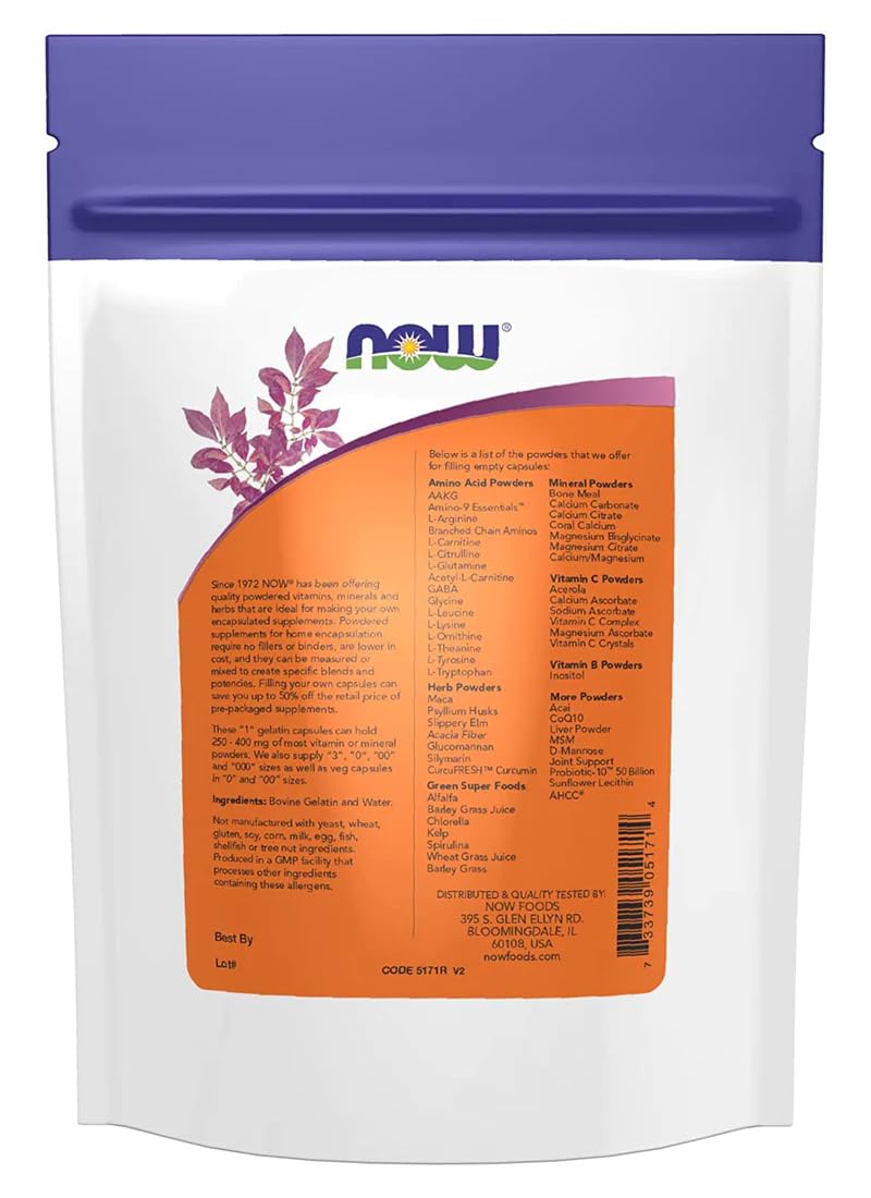 NOW Foods Empty Gelatin Capsules Capsule, 500 Count