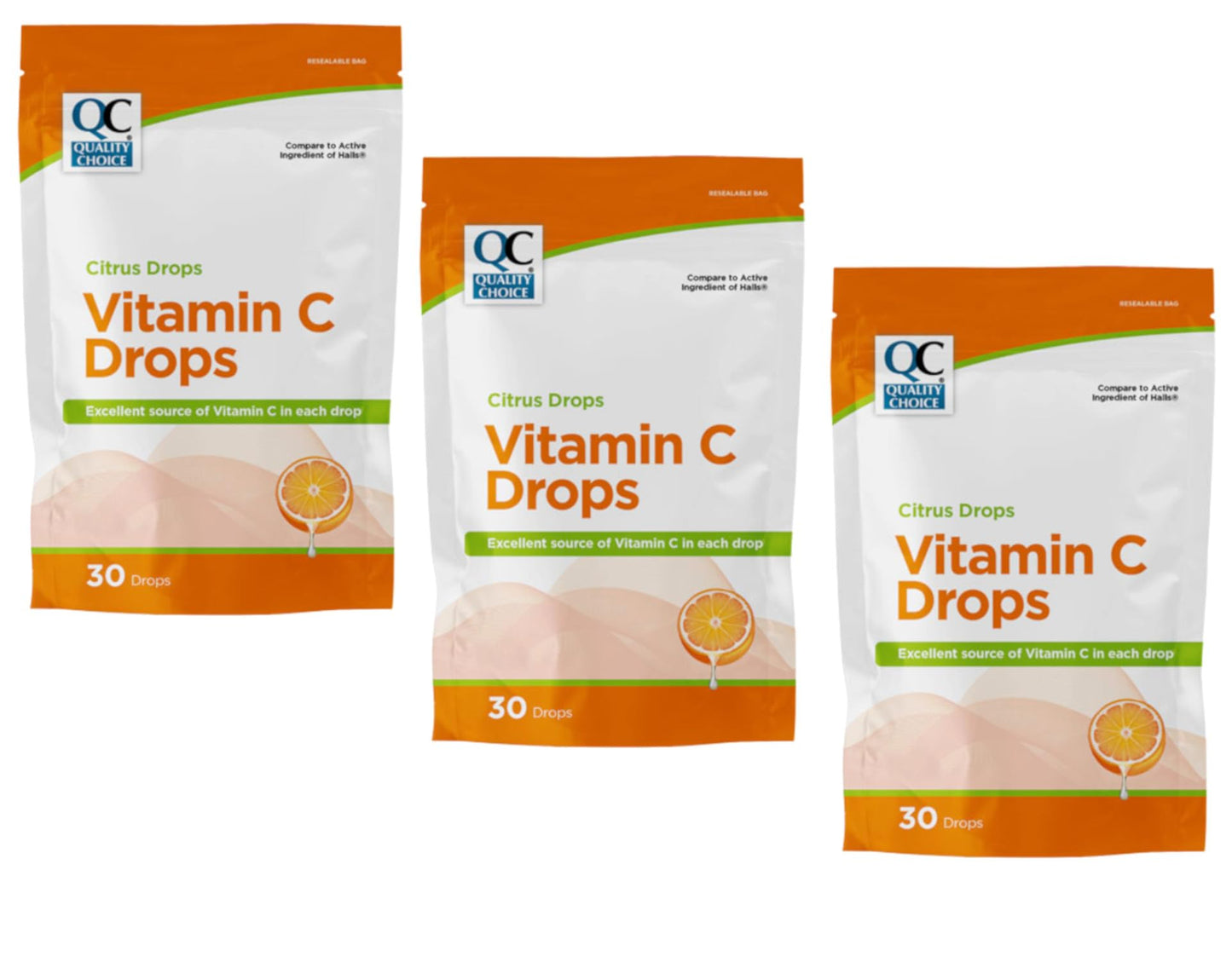 Quality Choice Citrus Drops Vitamin C Immune System Support Tablet, 3 Pack