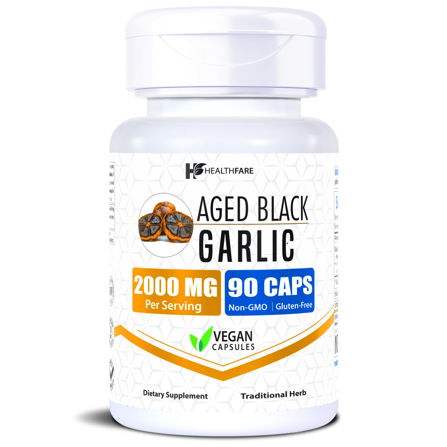 Healthfare Aged Black Garlic Supplement Capsules, 90 Count