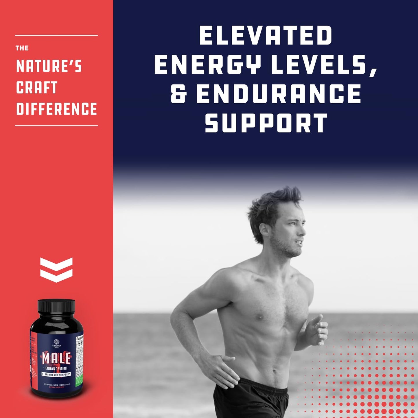 Natures Craft Natural Halal Male Performance Supplement for Increased Energy and Drive with Pure Maca Root, Fenugreek Extract and Tongkat Ali Powder Capsules, 30 Count