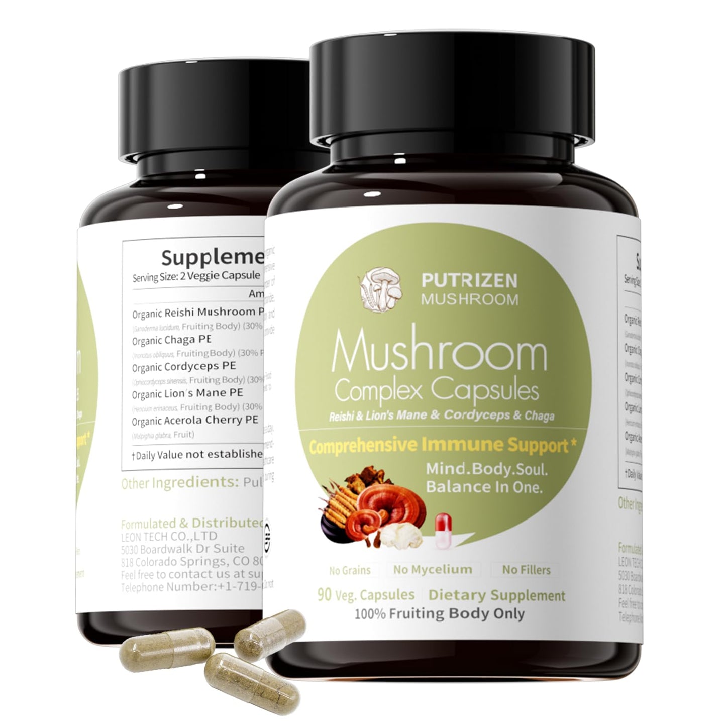 PUTRIZEN High-Efficiency Mushroom Complex Supplement Capsule 90 Count