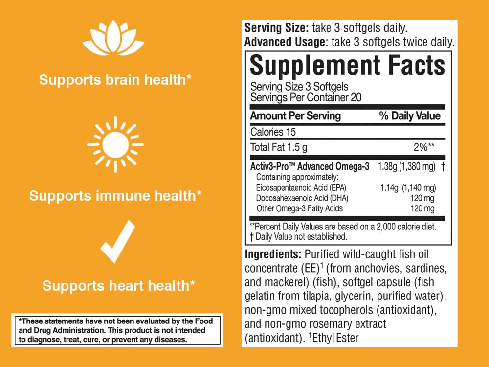 OmegaBrite 7010MD Advanced Omega-3 Formula Softgel, 60 Count