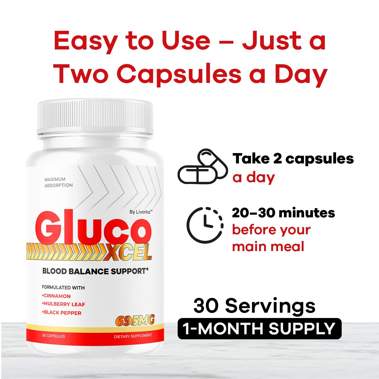 LIVORKA GlucoXcel Capsules 120 Capsules