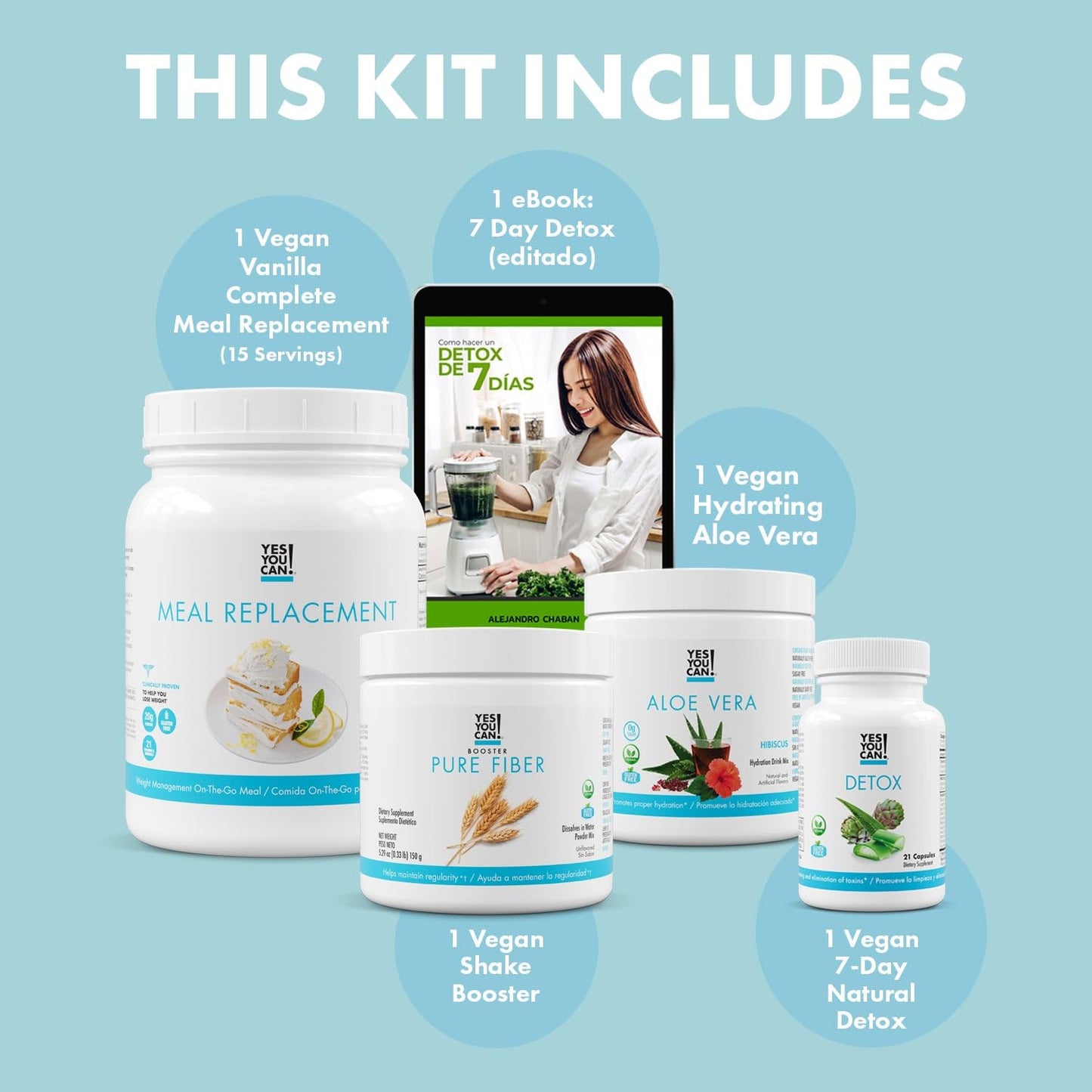 Yes You Can! Detox Plus Fiber Kit Vanilla Pineapple Aloe Powder 36.33