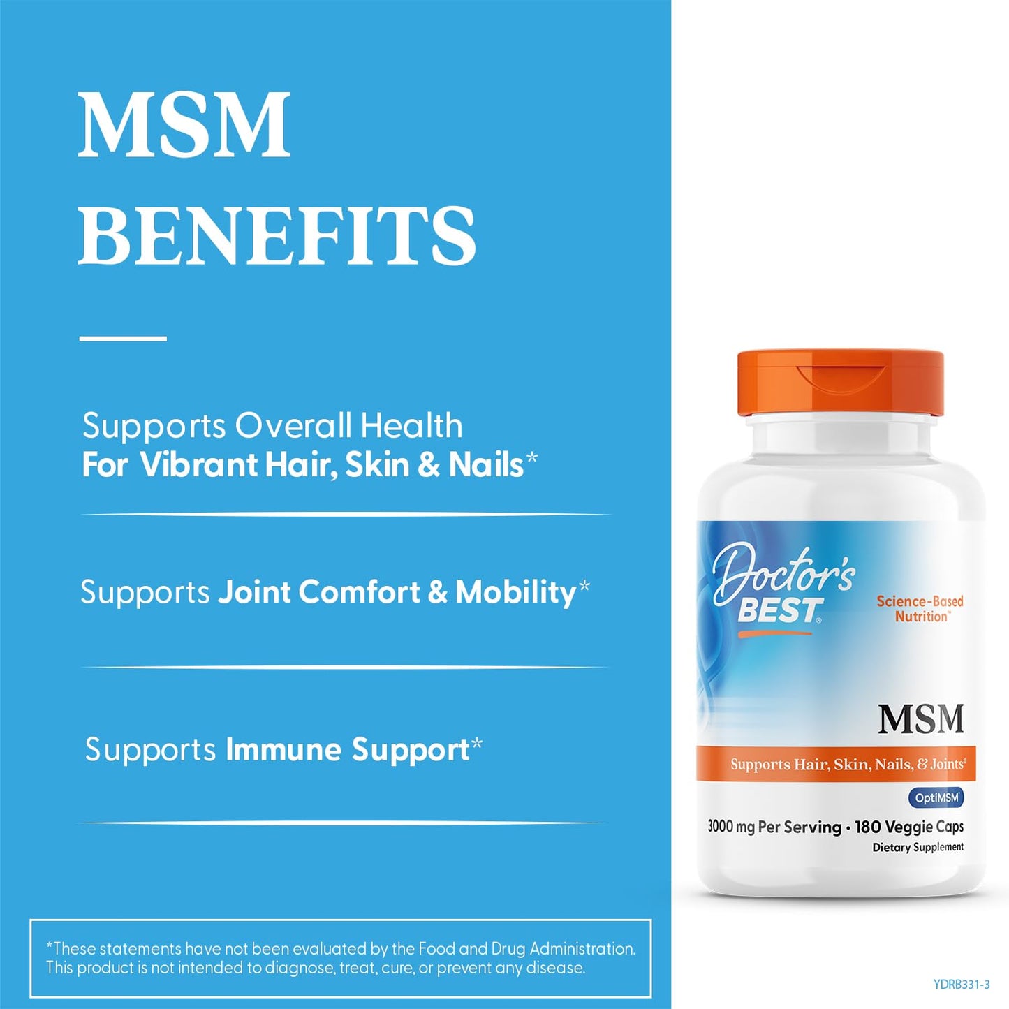 Doctor's Best MSM Supplement Capsules, 180 Count