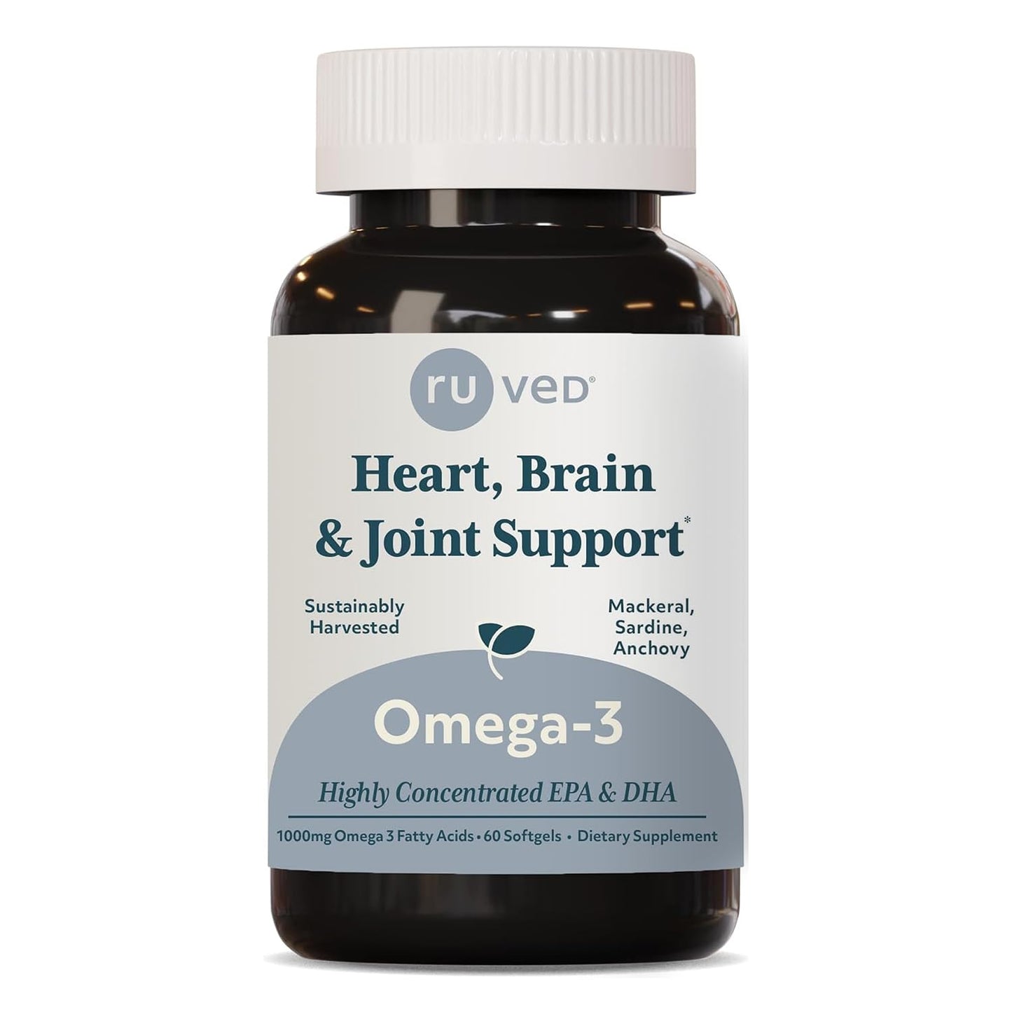 R-U VED Omega-3 Heart 1000mg Softgel Capsules, 60 Count
