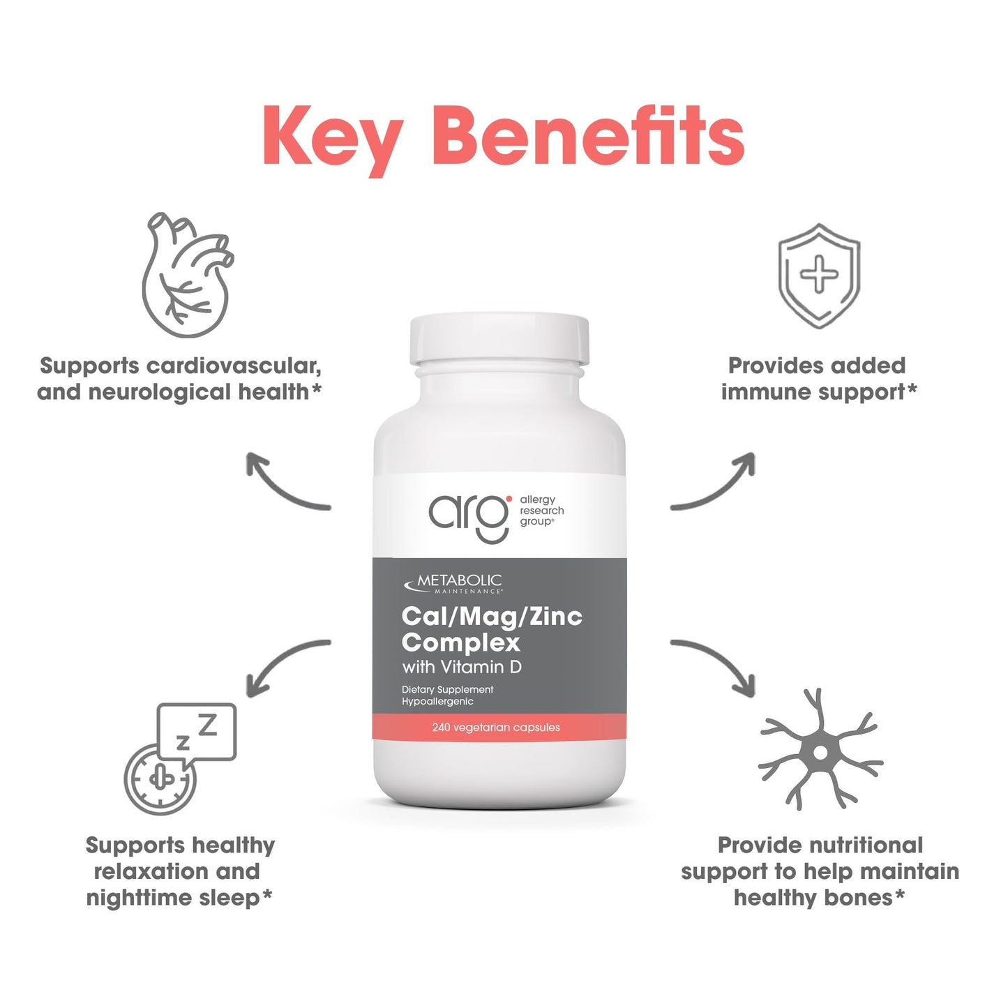 Metabolic Maintenance Cal Mag Zinc with Vitamin D 240 Capsules