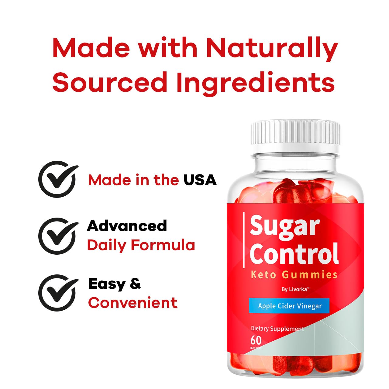 LIVORKA SugarControl Keto Gummies Apple Cider Vinegar, 120 Gummies
