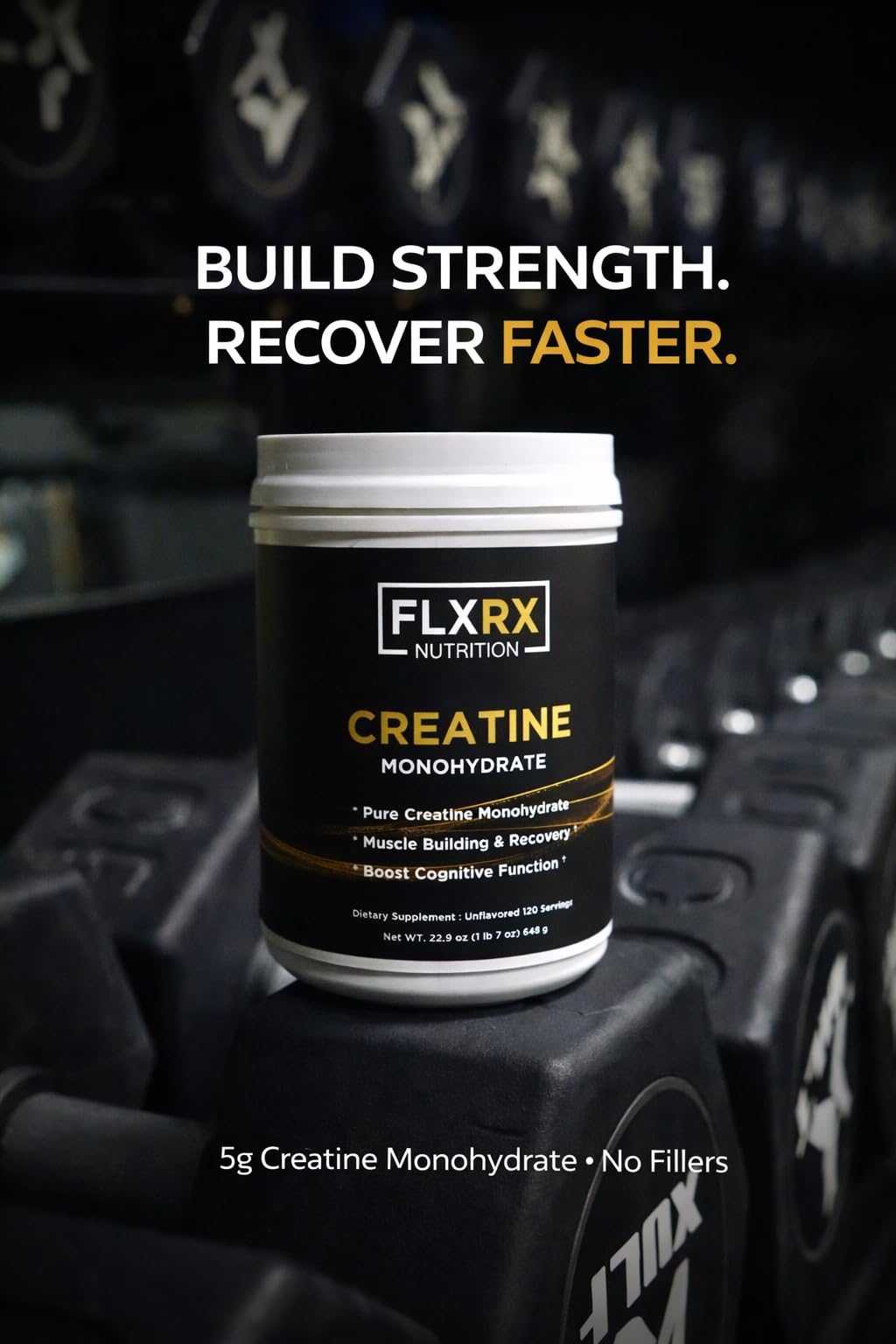 FLXRX Nutrition Creatine Monohydrate Powder, 120 Servings