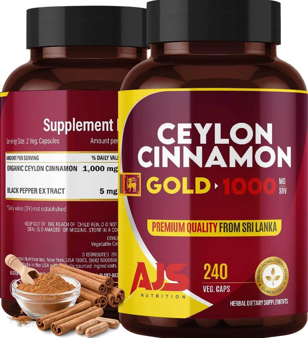 AJS Nutrition Ceylon Cinnamon Capsules, 90 Capsules