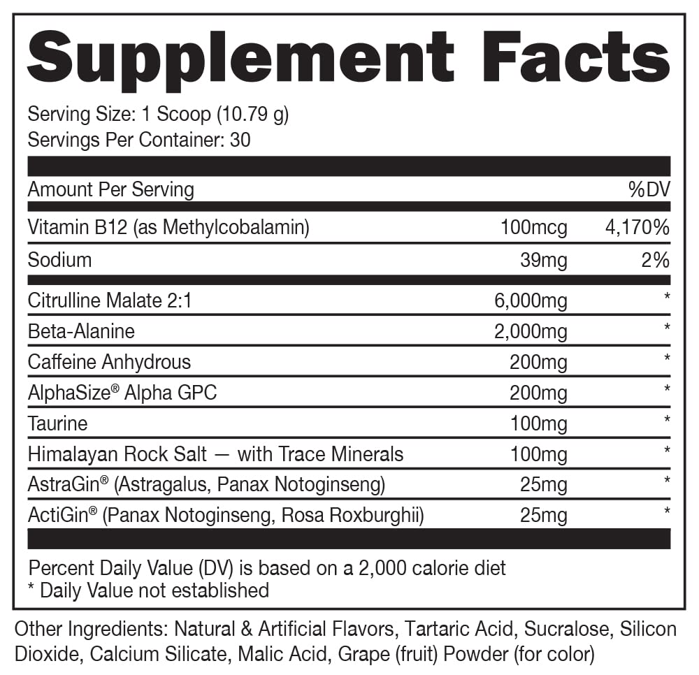 Bucked Up Pre Workout Powder (Grape) 10.99 Ounce