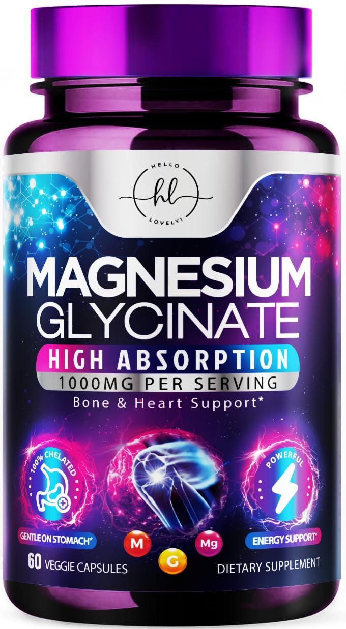 Hello Lovely! Magnesium Glycinate Supplement, 60 Capsules