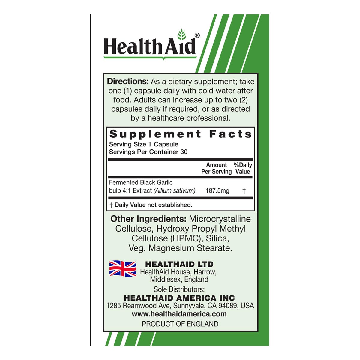 HealthAid Fermented Black Garlic Once-Daily Odorless Capsule, 30 Capsules