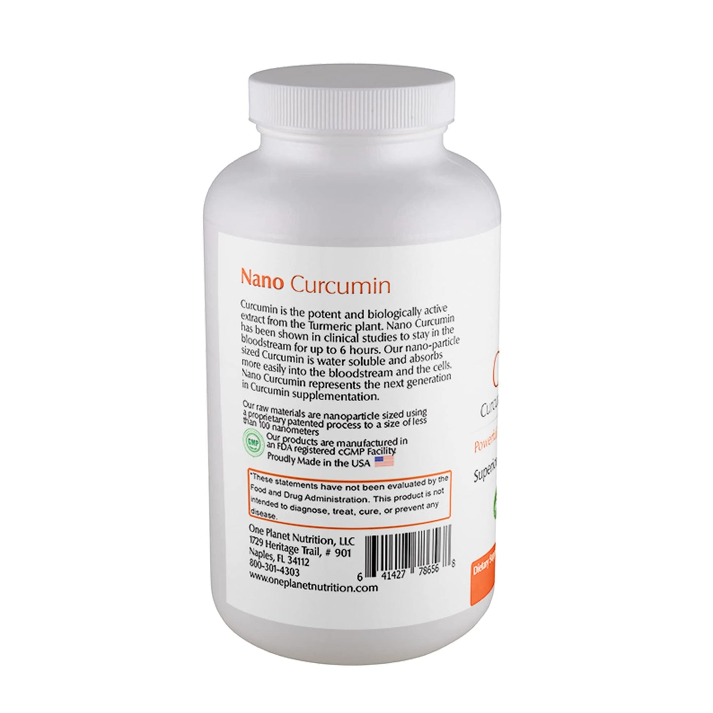 One Planet Nutrition Nano Curcumin 500 mg Veggie Capsules, 240 Count