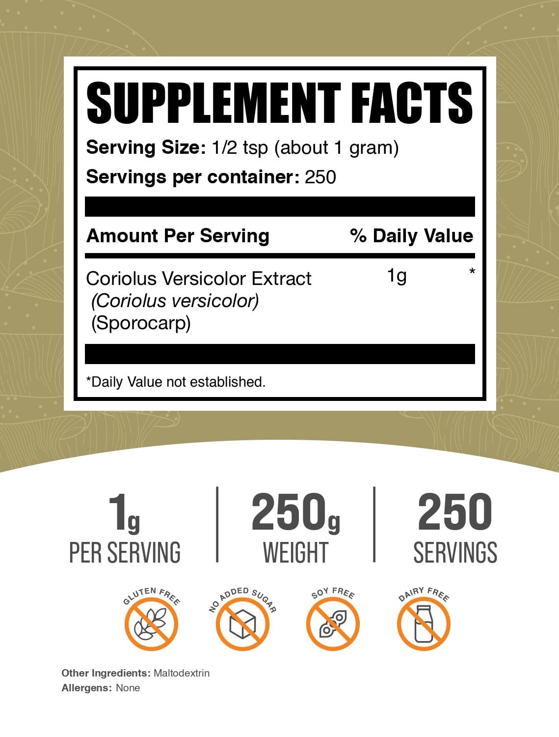 BulkSupplements Turkey Tail Mushroom Extract Powder, 8.82 oz