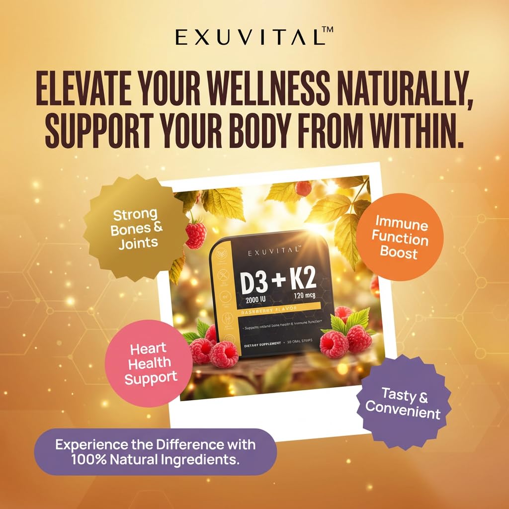 EXUVITAL Vitamin D3 + K2 Capsule 30 Count