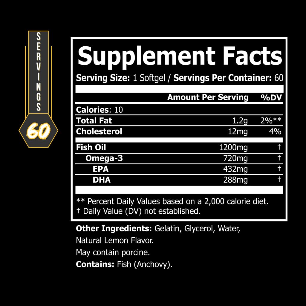 BLACKLABEL Supplements Omega 3 Fish Oil Softgels 60