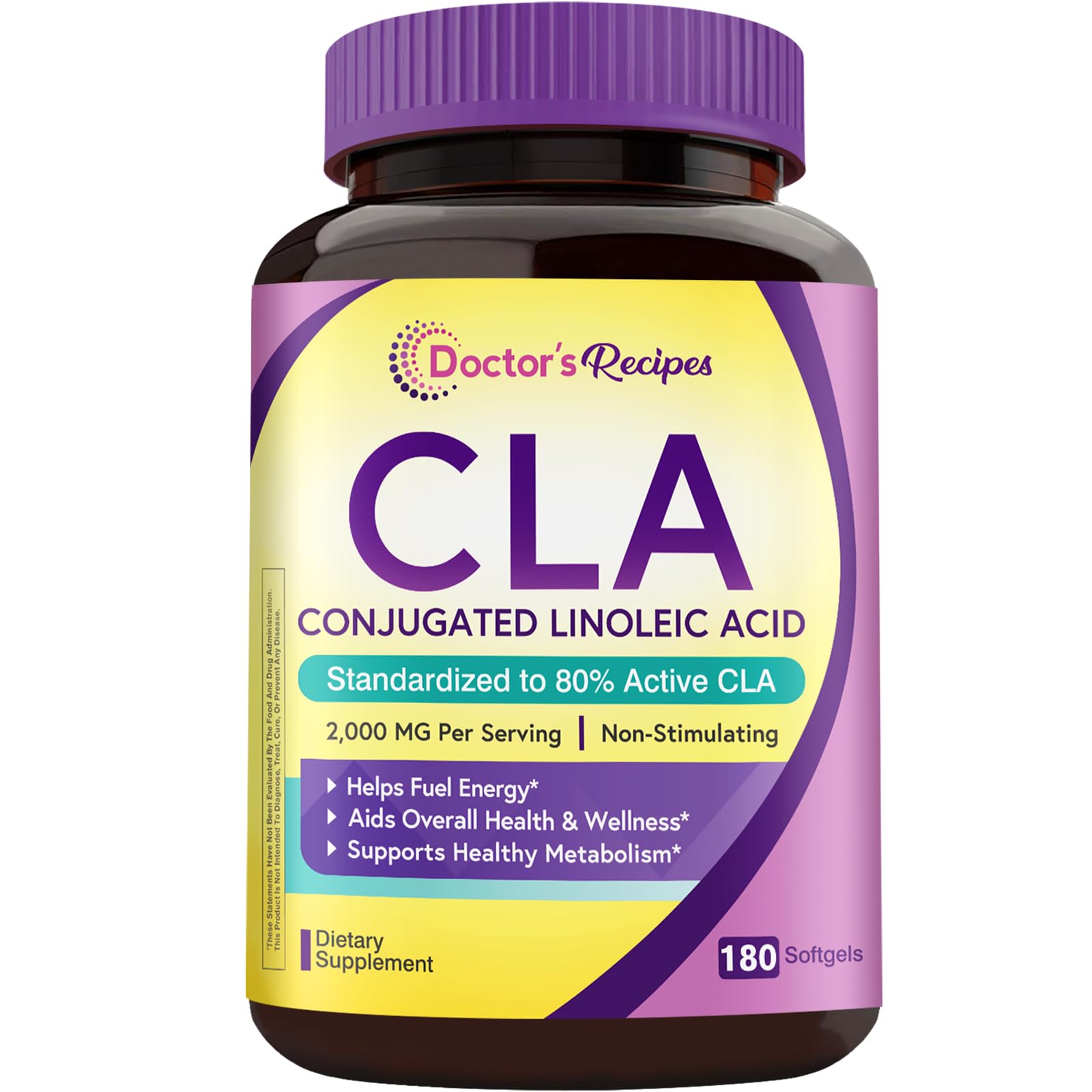 Doctor's Recipes CLA Supplements 2000mg Softgels 180 Count