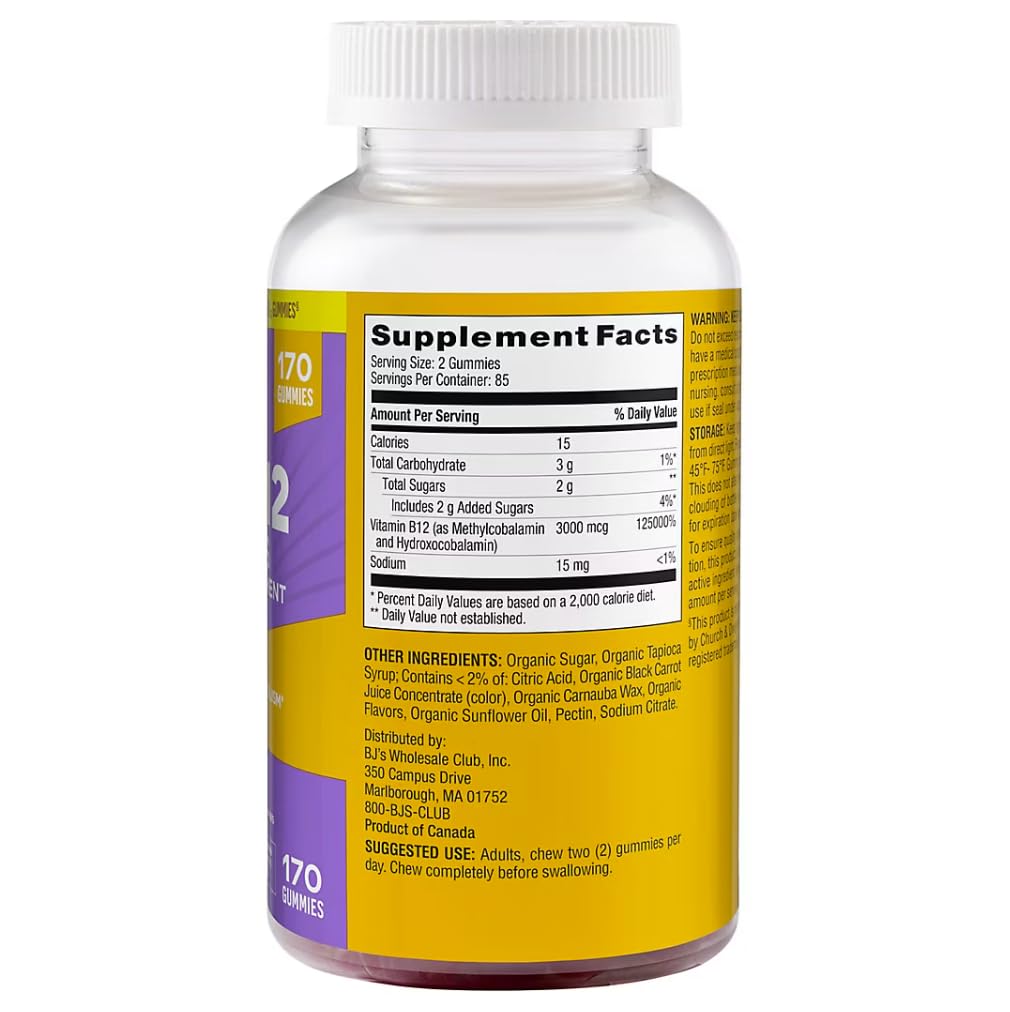 Berkley Jensen Vitamin B12 3,000mcg Gummies, 170 Count