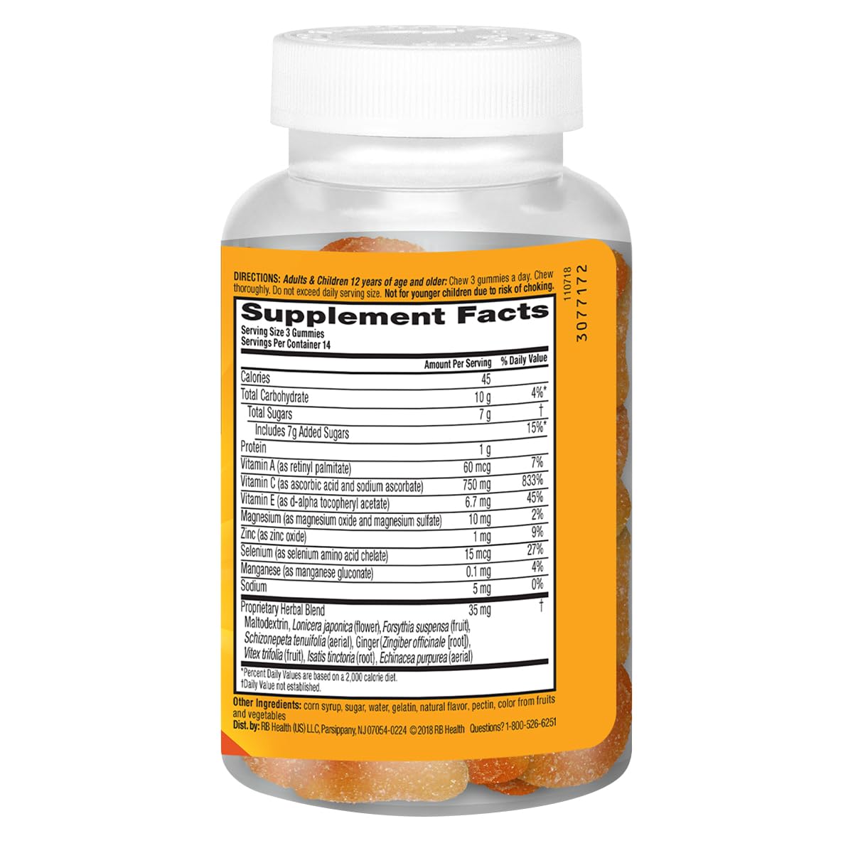 Airborne 750mg Vitamin C Immune Support Supplement Gummies for Adults, Zesty Orange Flavor, Gluten Free Crafted Blend with Powerful Antioxidants Vitamins C & E, 42 Gummies (2 Pack)