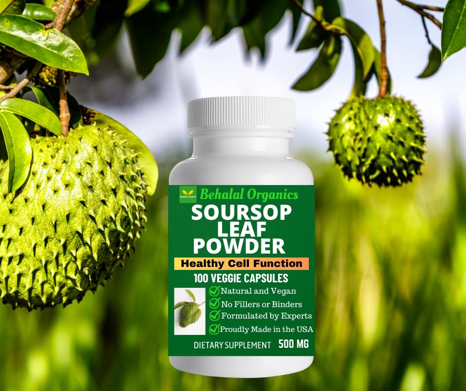 Behalal Organics Soursop Graviola Capsules 500mg, Capsule, 100 Capsules