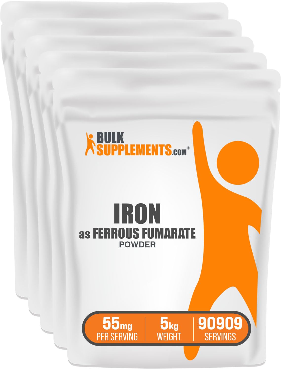 BulkSupplements Ferrous Fumarate Powder 176.37 oz (Pack of 5)