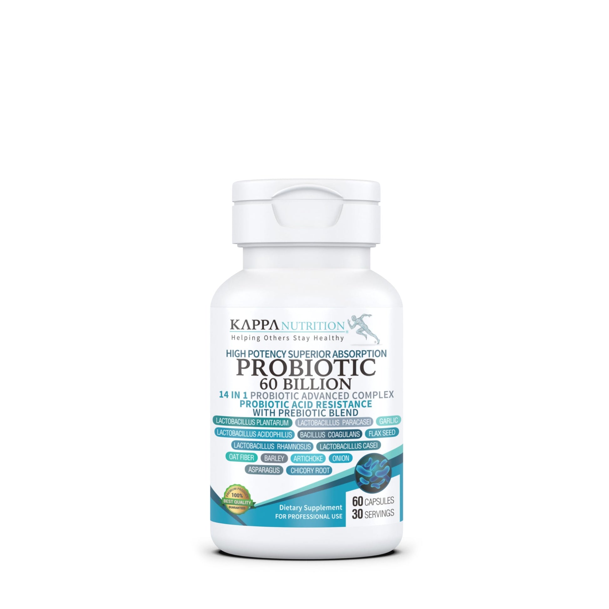 KAPPA NUTRITION Probiotic 60 Billion CFU 14-in-1 Formula with Prebiotics & Acidophilus, 60 Capsules