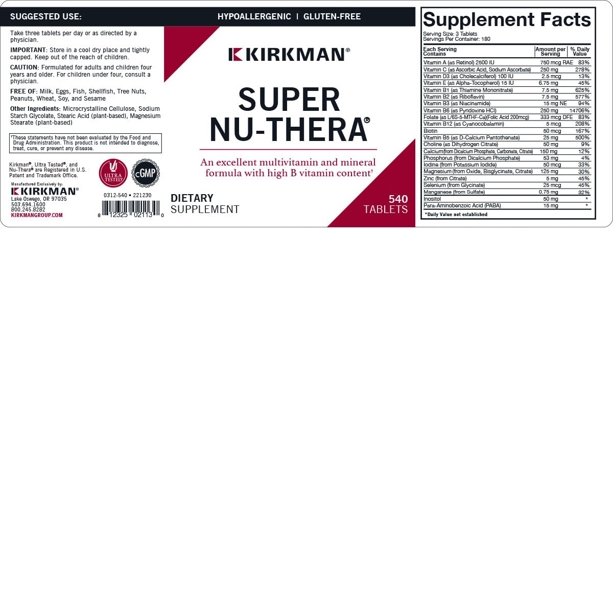 Kirkman Super Nu-Thera Caplets 540