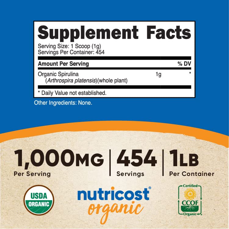 Nutricost Organic Spirulina Powder 48 Count