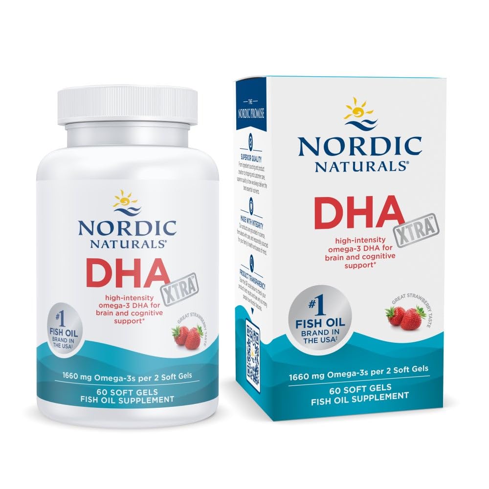Nordic Naturals DHA Xtra Soft Gels Strawberry, 60 Soft Gels
