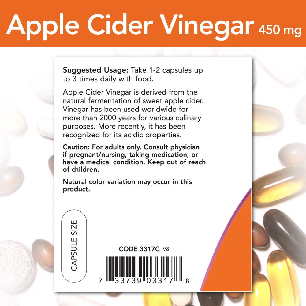 NOW Foods Apple Cider Vinegar 450 mg Capsules, 540 Count