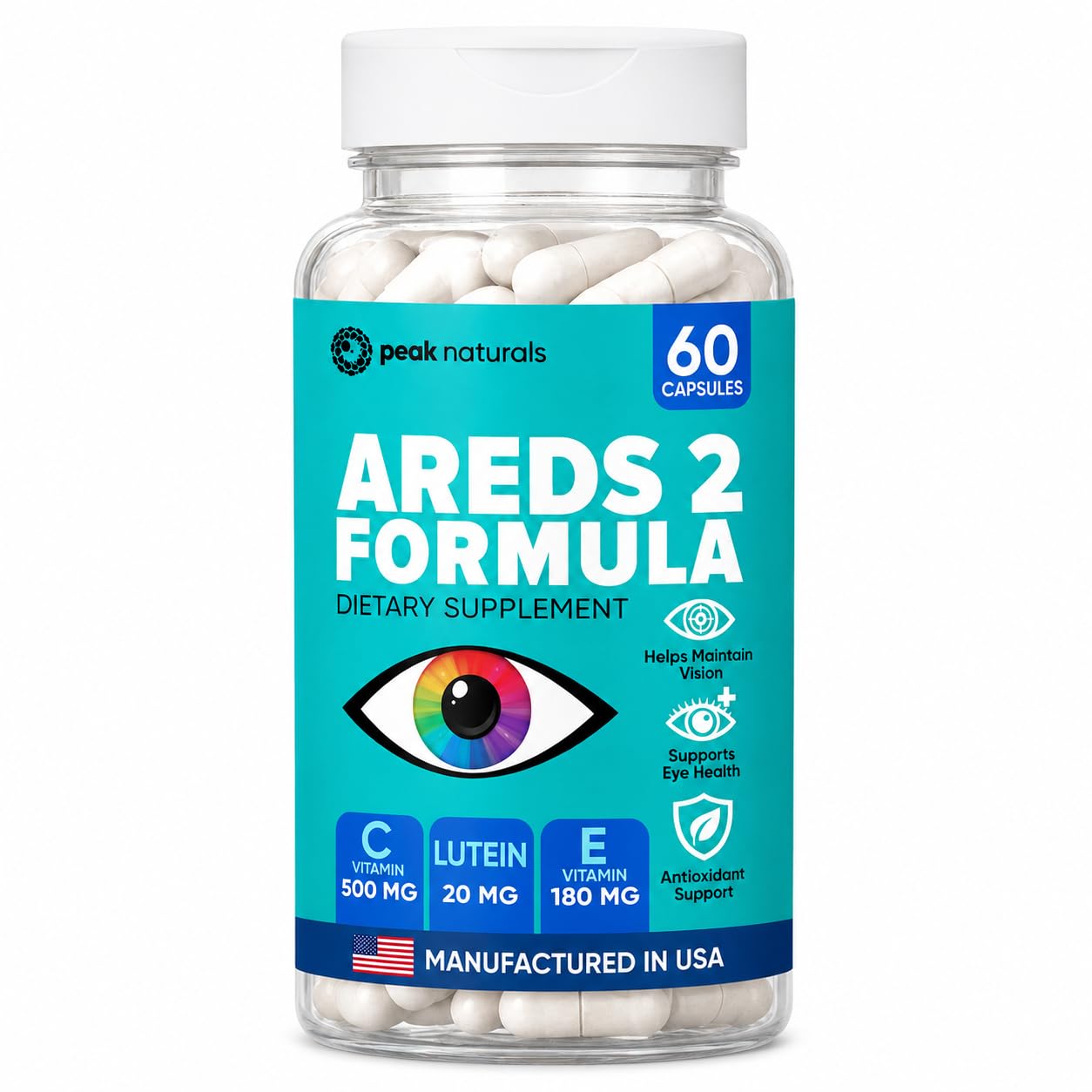 Peak Naturals AREDS 2 Eye Vitamins Capsules 60 Count