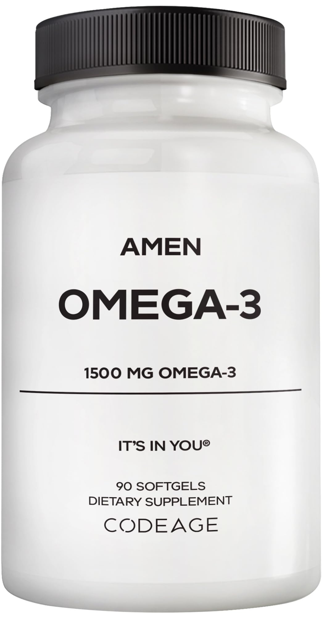 Amen Omega-3 Fish Oil 1500mg, EPA & DHA, High Potency, 90 Softgels