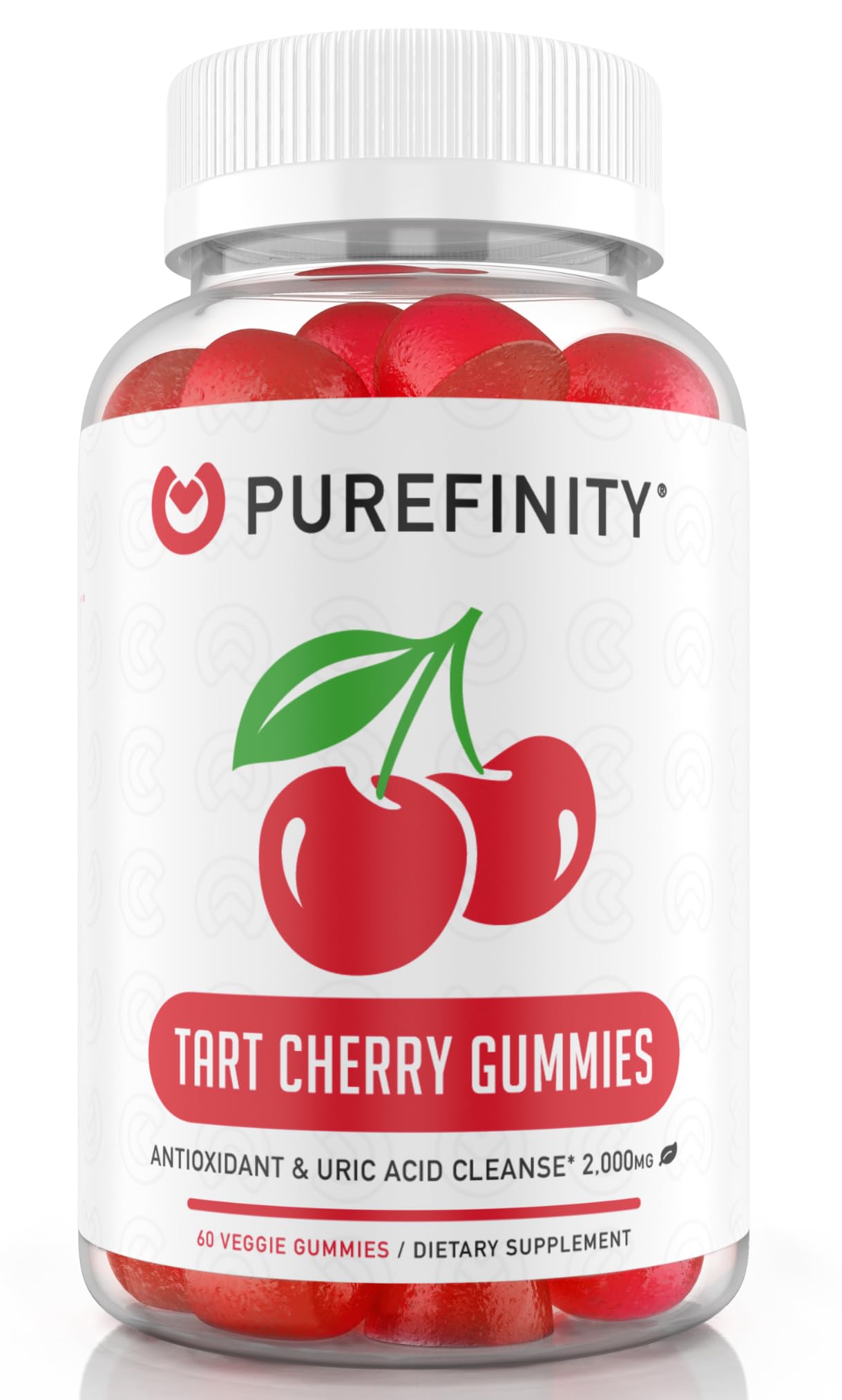 PUREFINITY Tart Cherry Gummy - Uric Acid Flush for Joint Relief & Recovery, Raw Juice Extract Antioxidant - Non-GMO, Gluten Free, Vegan, 60 Gummies