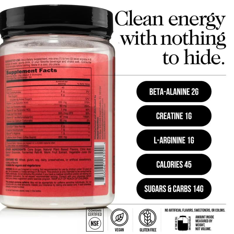 NAKED Cherry Lime Energy Pre-Workout Powder, 16 Servings