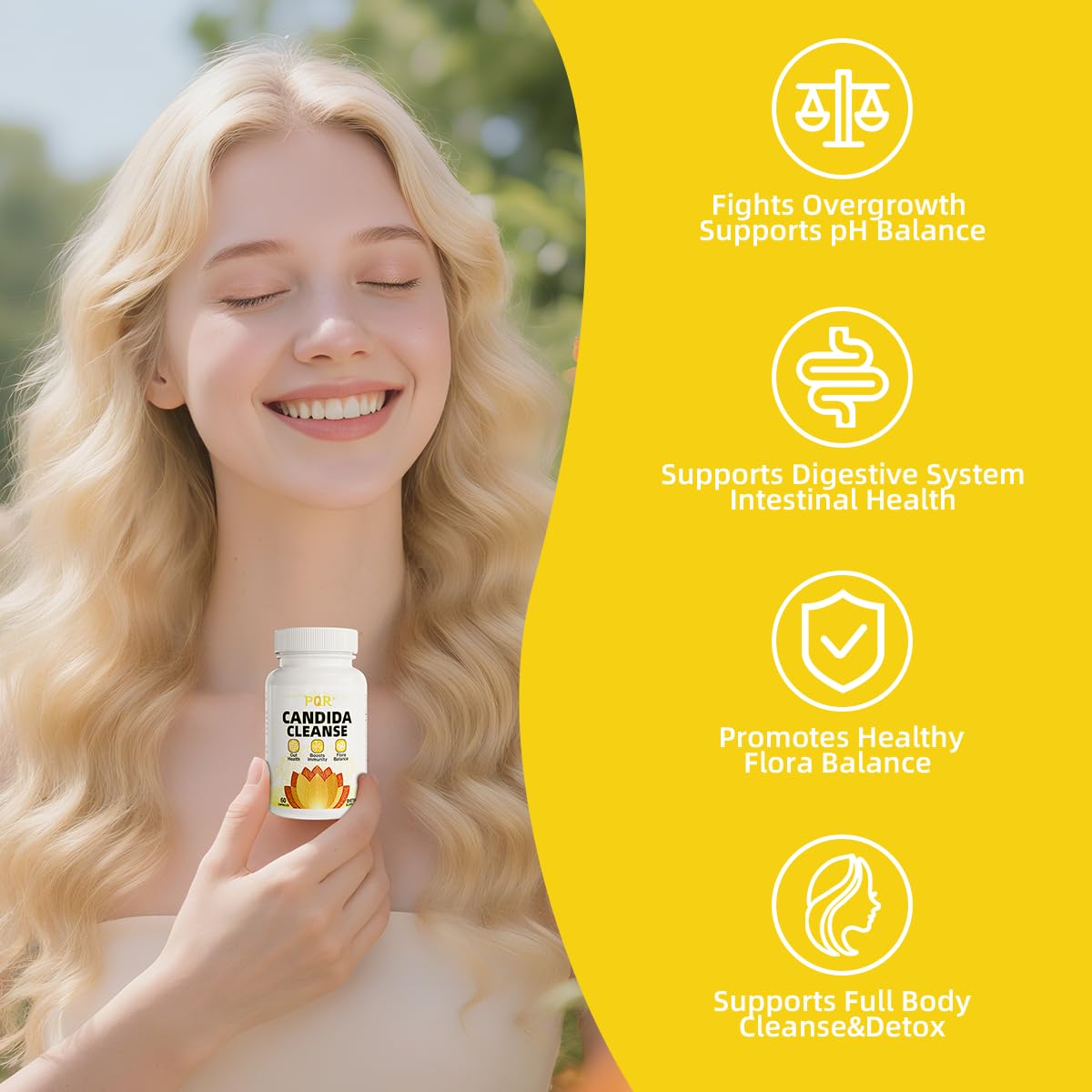 PQR Candida Cleanse - Gut & Colon Support, Natural Herbal Formula, Include Oregano Leaf, Wormwood, Black Walnut, Caprylic Acid-1, 120 Capsules