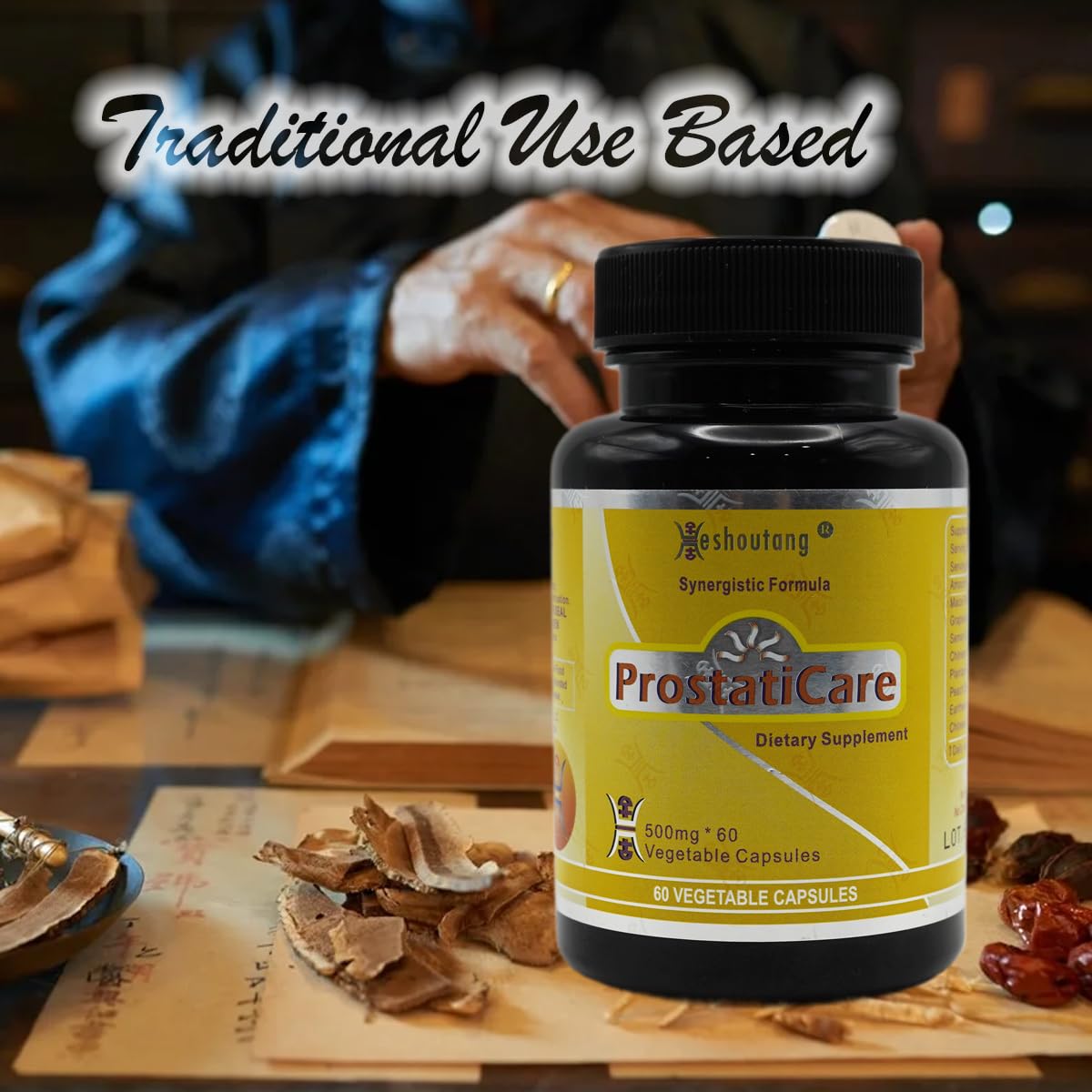 Heshoutang ProstatiCare Market Proven Herbal Prostate Optimizer for Overall Wellness of Prostate Urinary System Cleaner Capsule 60 Count