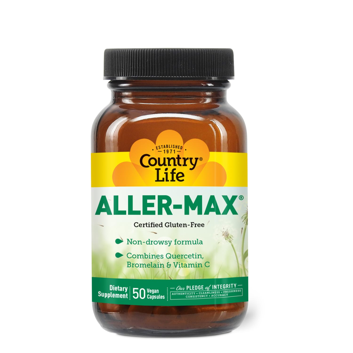 Country Life Aller-Max Quercetin with Bromelain - Immune Support with Vitamin C, Zinc, and Botanical Blend, Gluten-Free, Vegan, 50 Capsules