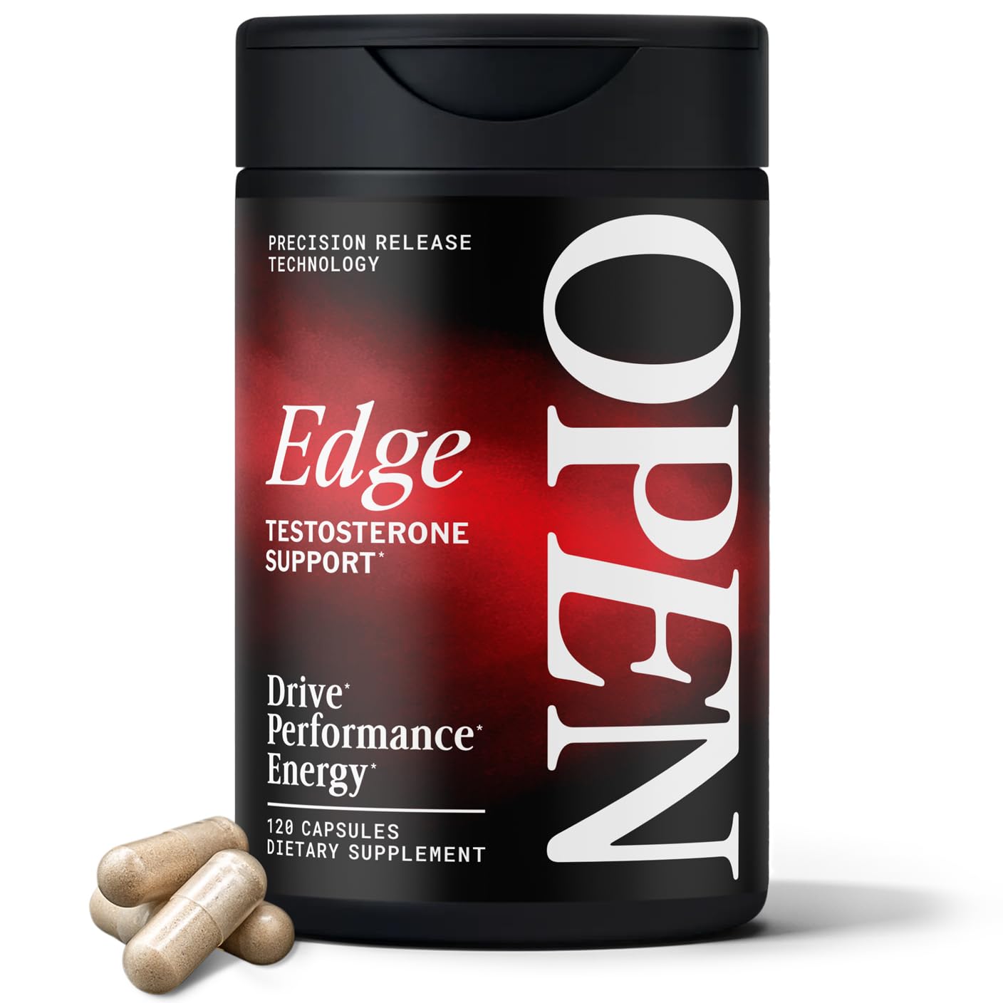OPEN Essentials Testosterone Booster for Men - Drive, Energy & Muscle Support - 11-in-1 Formula, Tongkat Ali, KSM-66 Ashwagandha, Fenugreek, Boron, DIM - 120 Max Absorption Capsules
