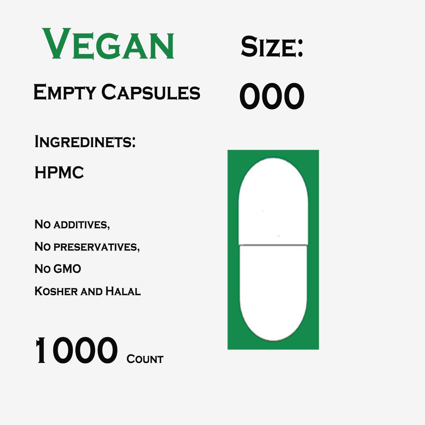 Generic Size 000 Empty Capsules, 1000 Count