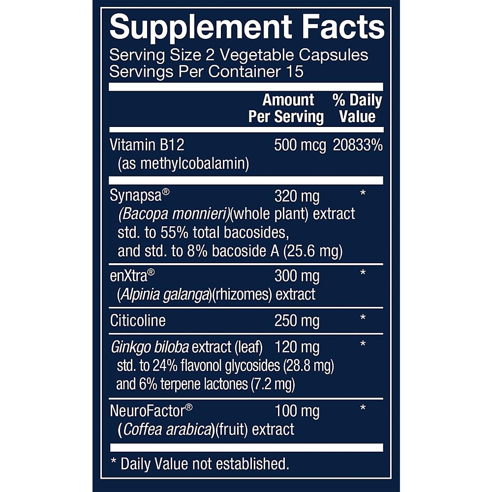 Vthrive Advanced Nootropic Formula - Supports Cognitive Health & Brain Function Capsules, 30 Capsules